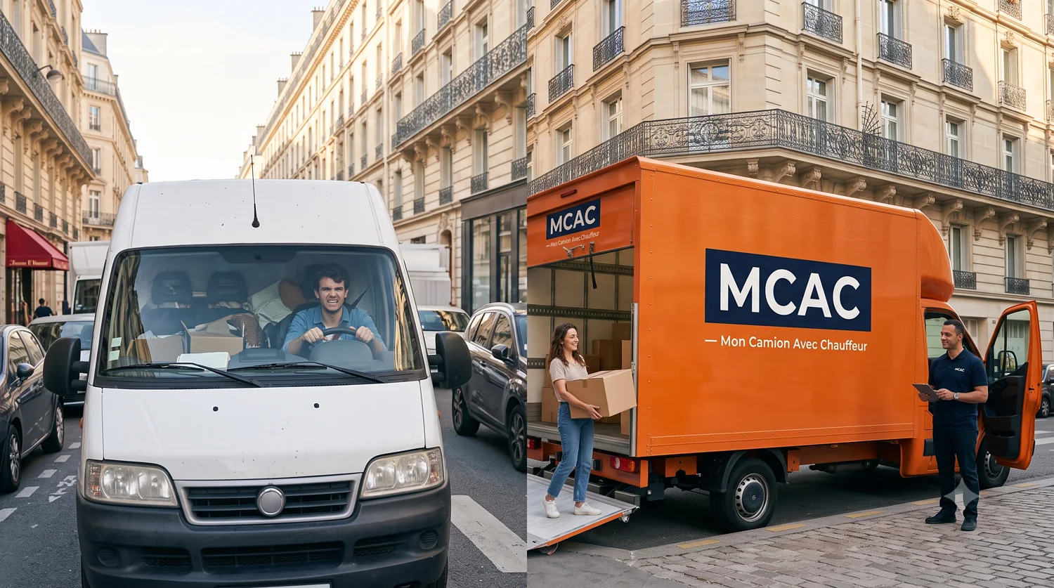 &Agrave; gauche la gal&egrave;re de la location seule, &agrave; droite MCAC : un chauffeur pro conduit